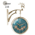 Nordic Luxury Double-Sided Wall Clock with Silent Movement, Deer Head Accent, and Decorative Gears – Elegant Scandinavian Style for Living Room & Dining Room Tanest