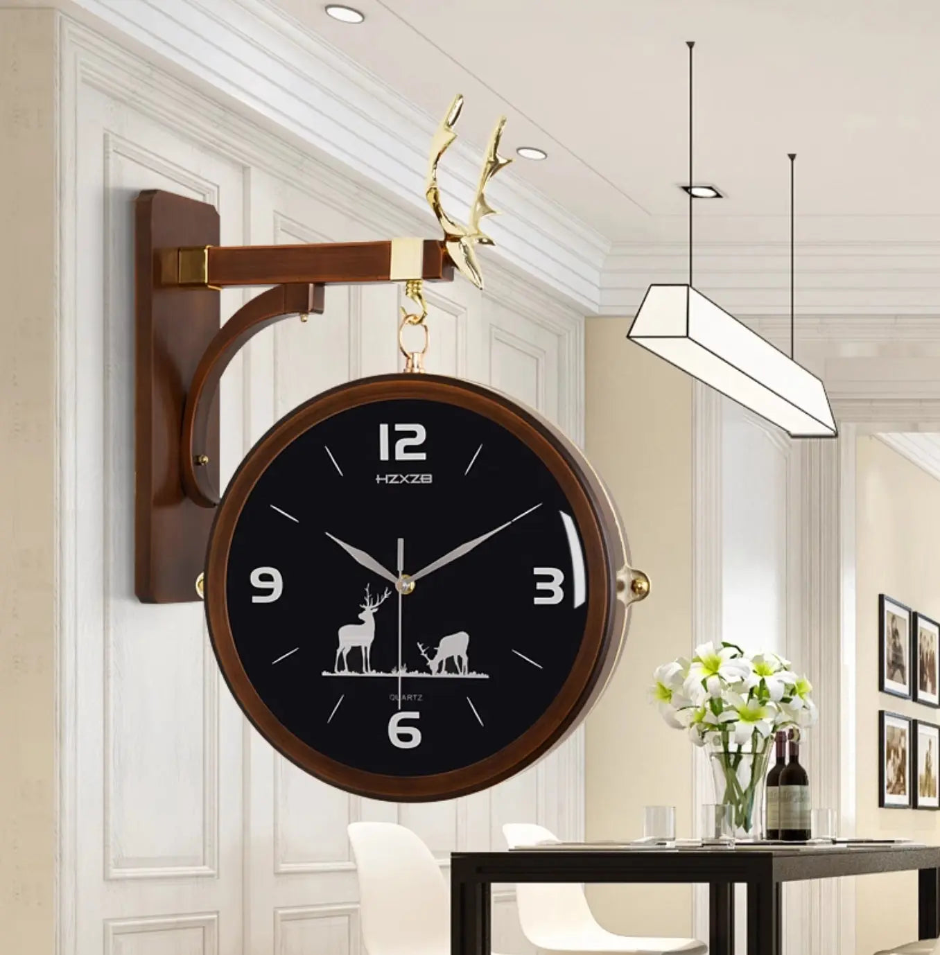 Minimalist Deer Double-Sided Silent Wall Clock - UV Electroplated Tanest