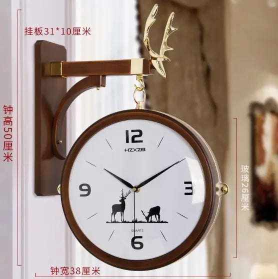Minimalist Deer Double-Sided Silent Wall Clock - UV Electroplated Tanest