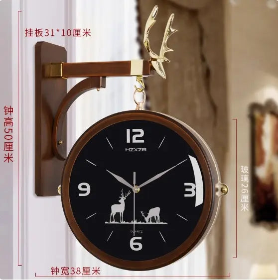 Minimalist Deer Double-Sided Silent Wall Clock - UV Electroplated Tanest