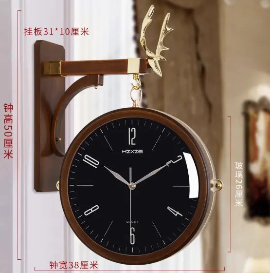 Minimalist Deer Double-Sided Silent Wall Clock - UV Electroplated Tanest