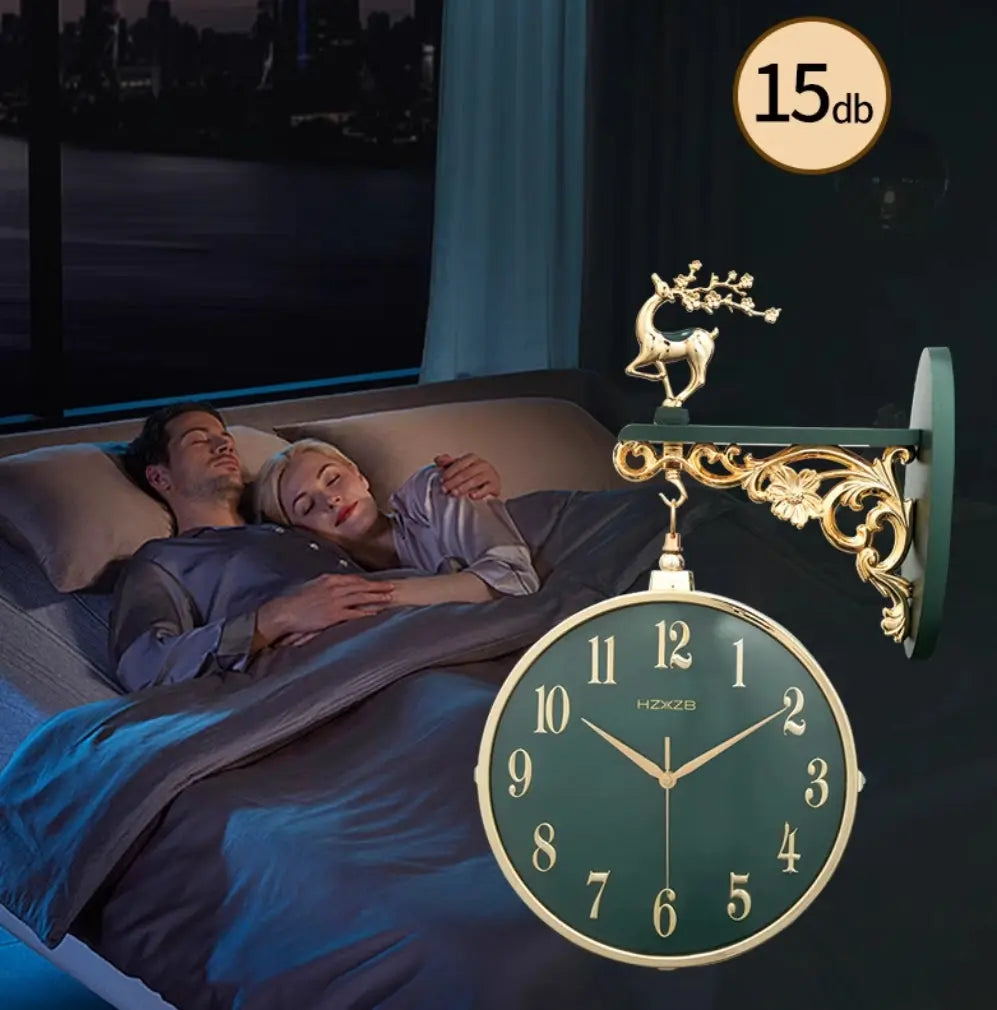 Nordic Double-Sided Lucky Deer Wall Clock - Silent Quartz Tanest