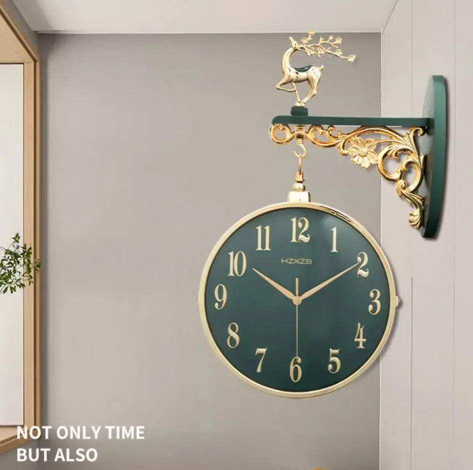 Nordic Double-Sided Lucky Deer Wall Clock - Silent Quartz Tanest
