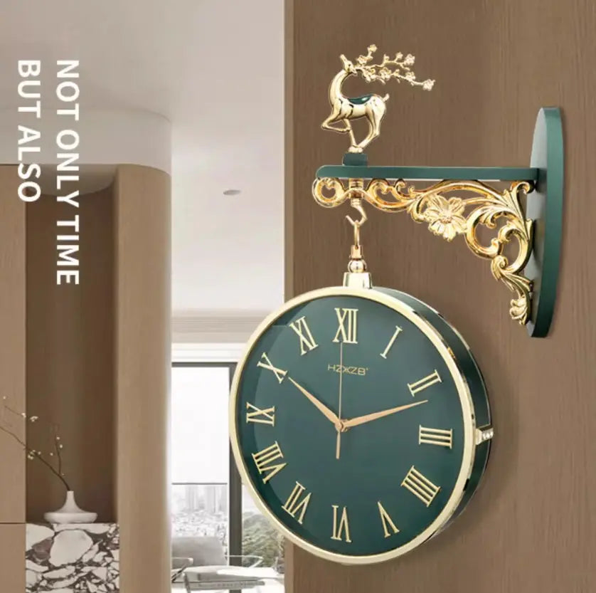 Nordic Double-Sided Lucky Deer Wall Clock - Silent Quartz Tanest