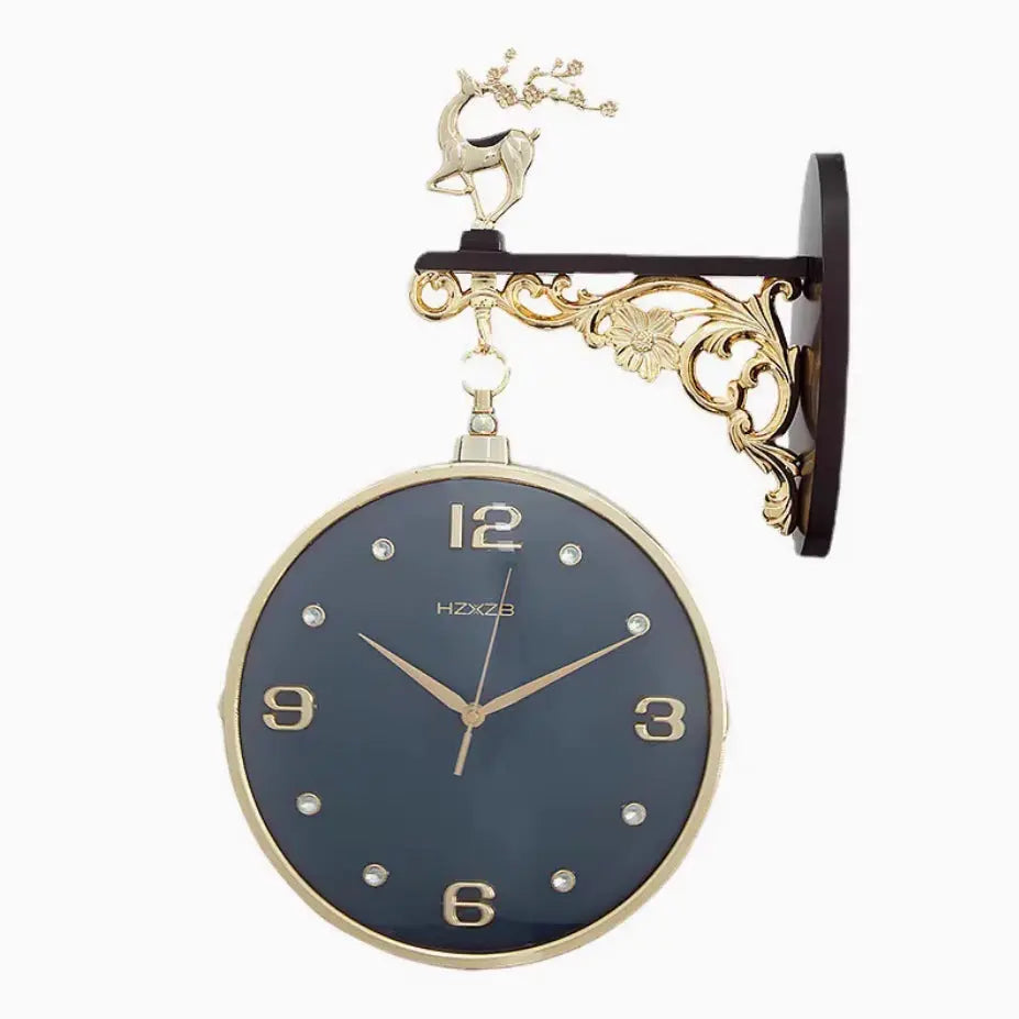 Nordic Double-Sided Lucky Deer Wall Clock - Silent Quartz Tanest