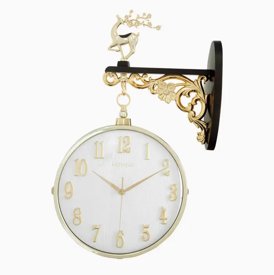 Nordic Double-Sided Lucky Deer Wall Clock - Silent Quartz Tanest
