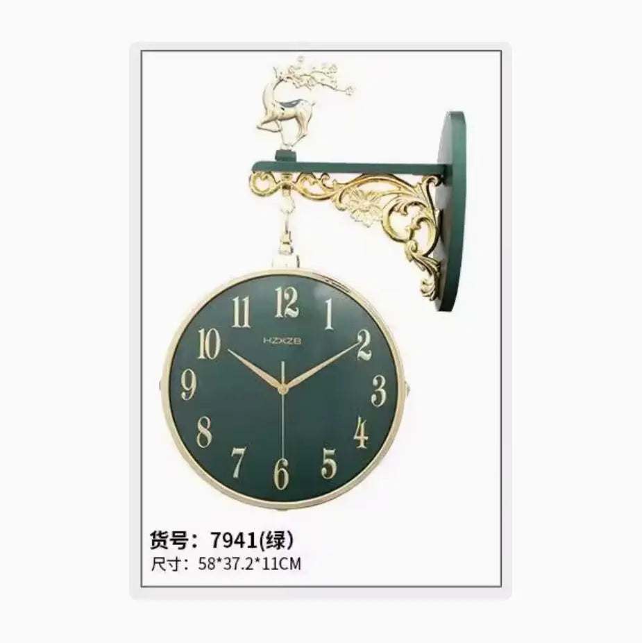 Nordic Double-Sided Lucky Deer Wall Clock - Silent Quartz Tanest