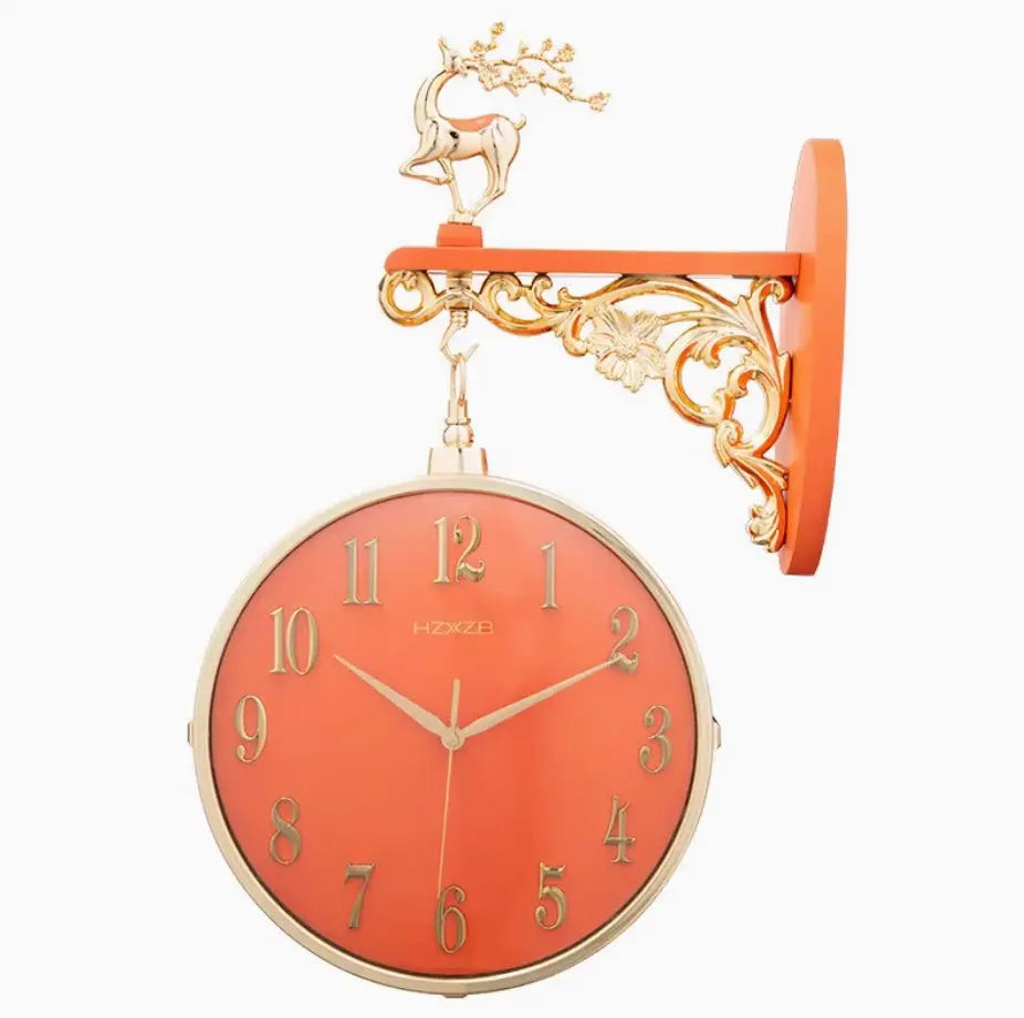 Nordic Double-Sided Lucky Deer Wall Clock - Silent Quartz Tanest