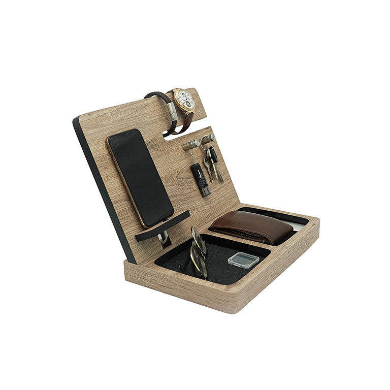 Zen Bamboo Phone & Watch Docking Station | Natural Desktop Organizer