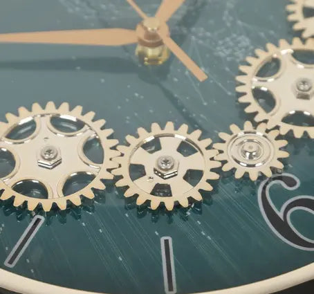 Nordic Luxury Double-Sided Wall Clock with Silent Movement, Deer Head Accent, and Decorative Gears – Elegant Scandinavian Style for Living Room & Dining Room Tanest