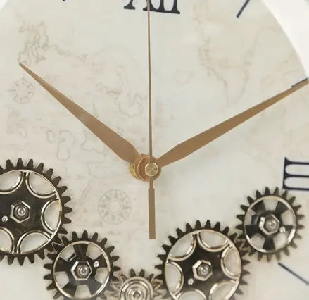 Nordic Luxury Double-Sided Wall Clock with Silent Movement, Deer Head Accent, and Decorative Gears – Elegant Scandinavian Style for Living Room & Dining Room Tanest