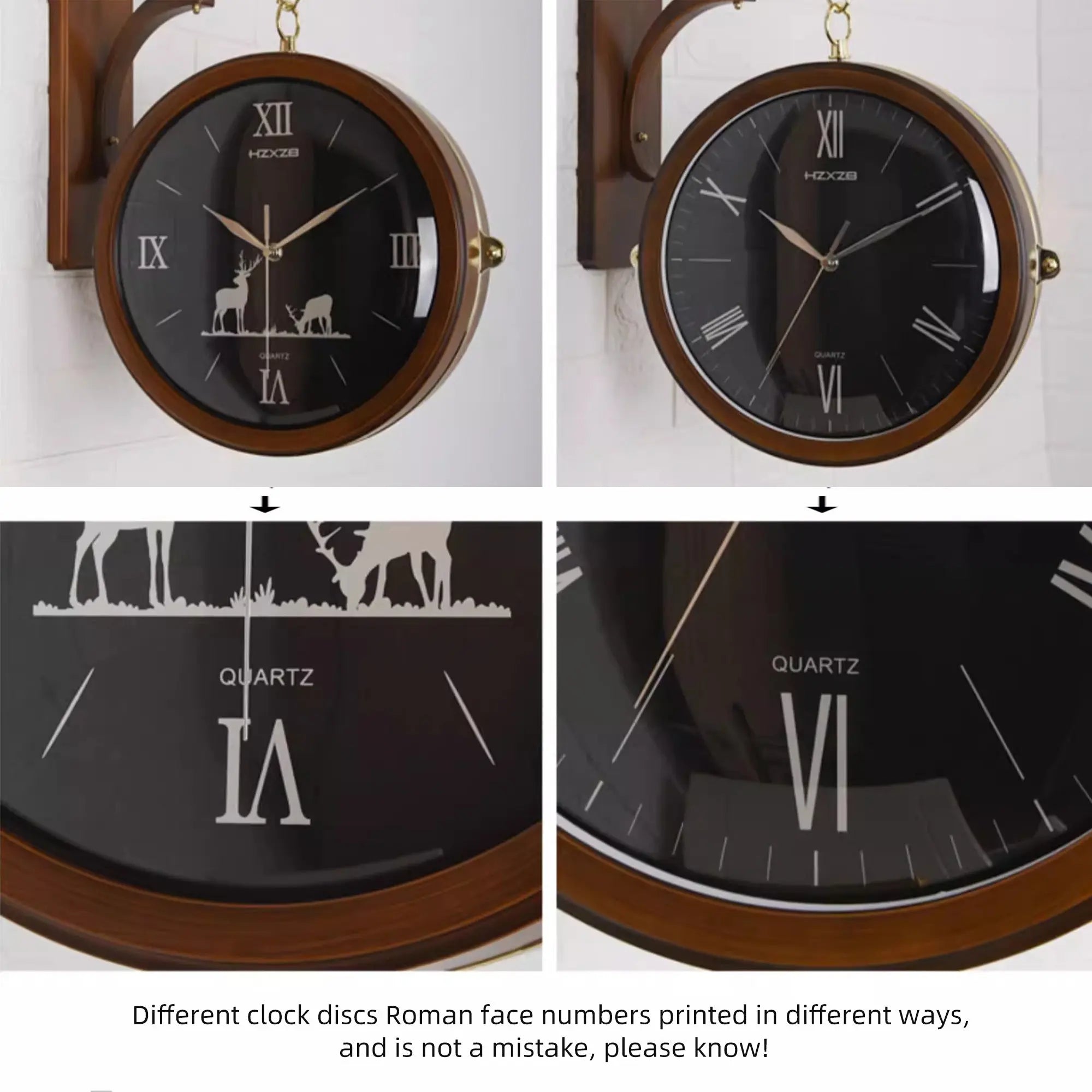 Minimalist Deer Double-Sided Silent Wall Clock - UV Electroplated Tanest