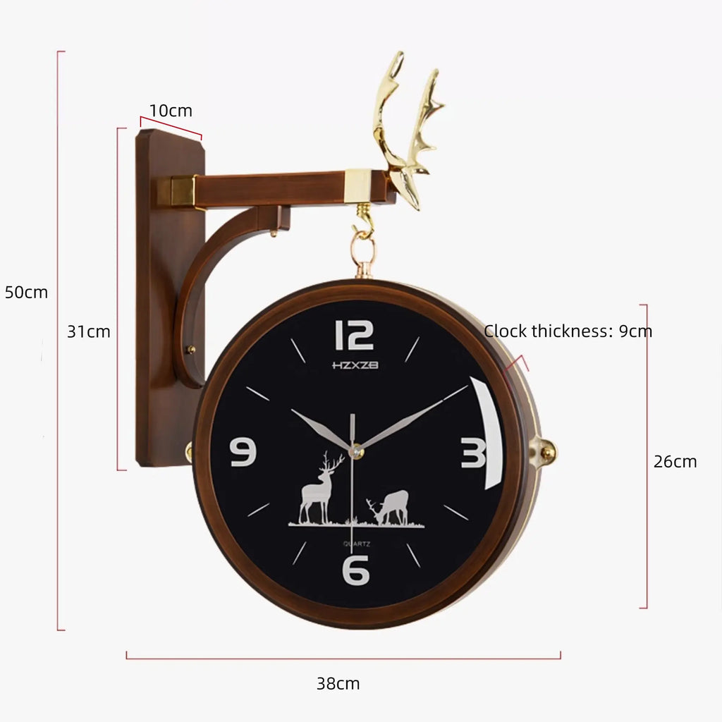 Minimalist Deer Double-Sided Silent Wall Clock - UV Electroplated Tanest